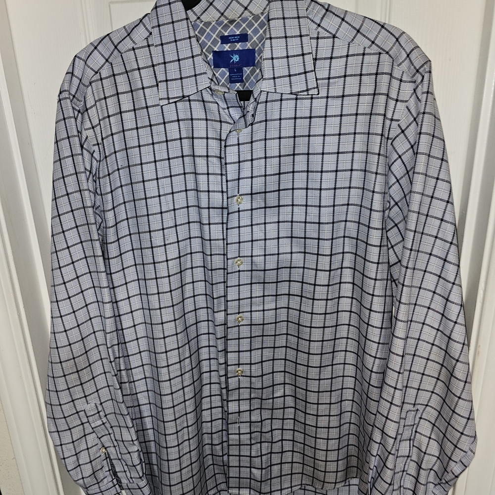 Egara Gray and Black Plaid Men's Shirt